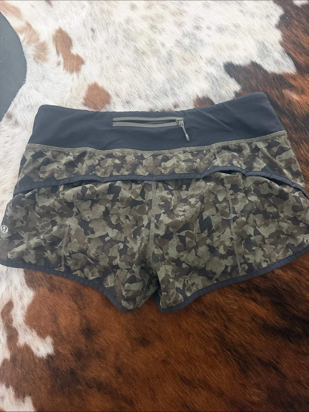 lululemon athletica Olive Green Camo Running Shorts